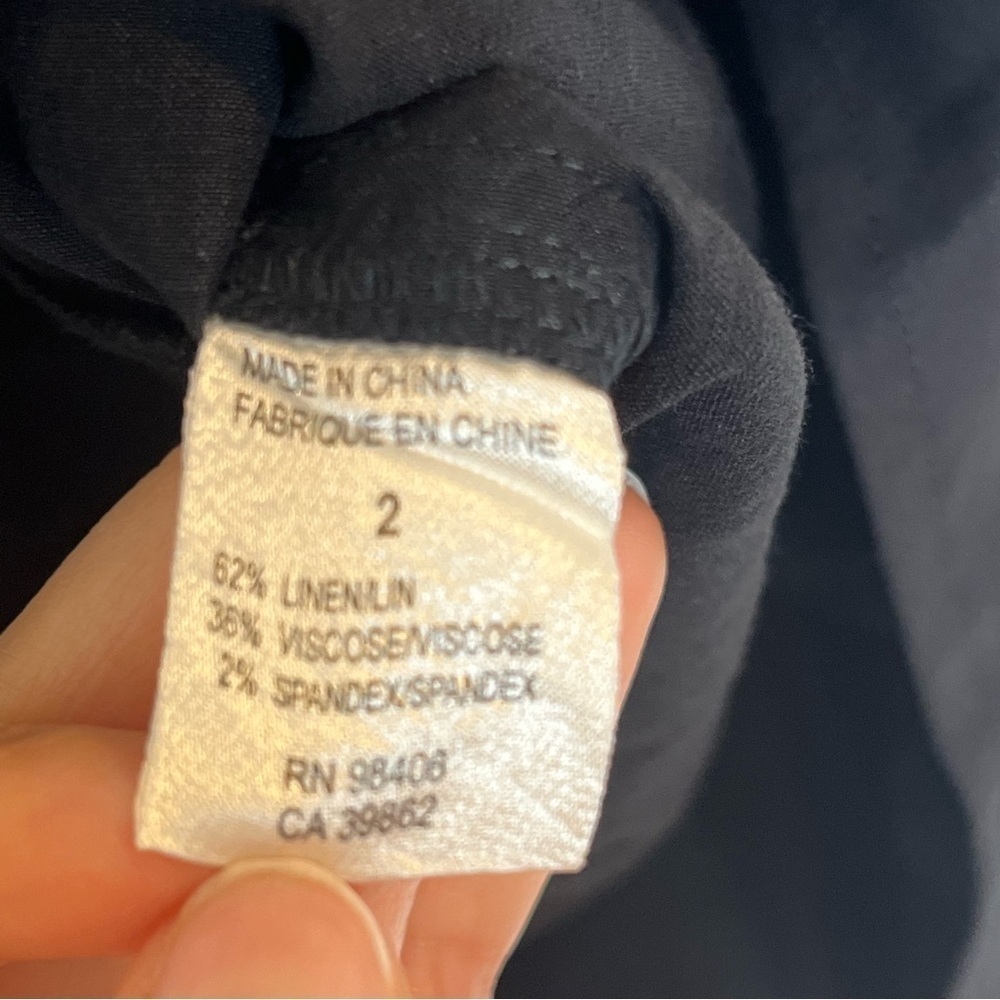 Theory Kenza Linen Blend A-Line Dress Sleeveless Tie Waist Black Size 2 - Picture 7 of 7